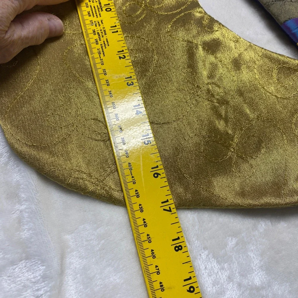 Set of 3 Unique Christmas Stockings Red Gold Purple Holiday Decor Holiday Mantle